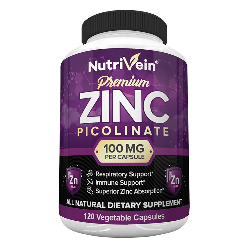 Nutrition Zinc - Premium zinkpicolinaat 100 mg - Immuunsysteemsupplement,