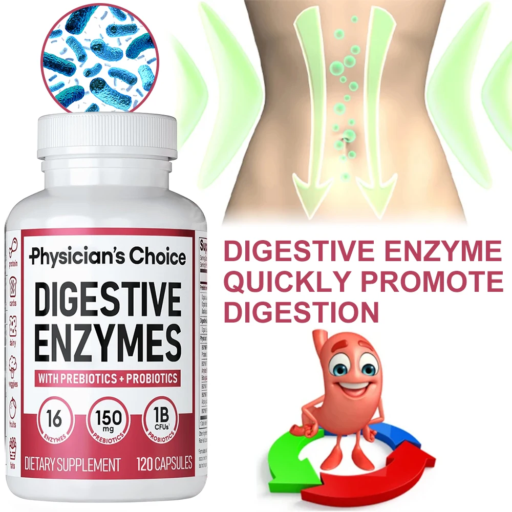 Digestive Enzyme Blend - Organisch Spijsverteringsenzymsupplement-Bevordert De Opname Van Voedingsstoffen,