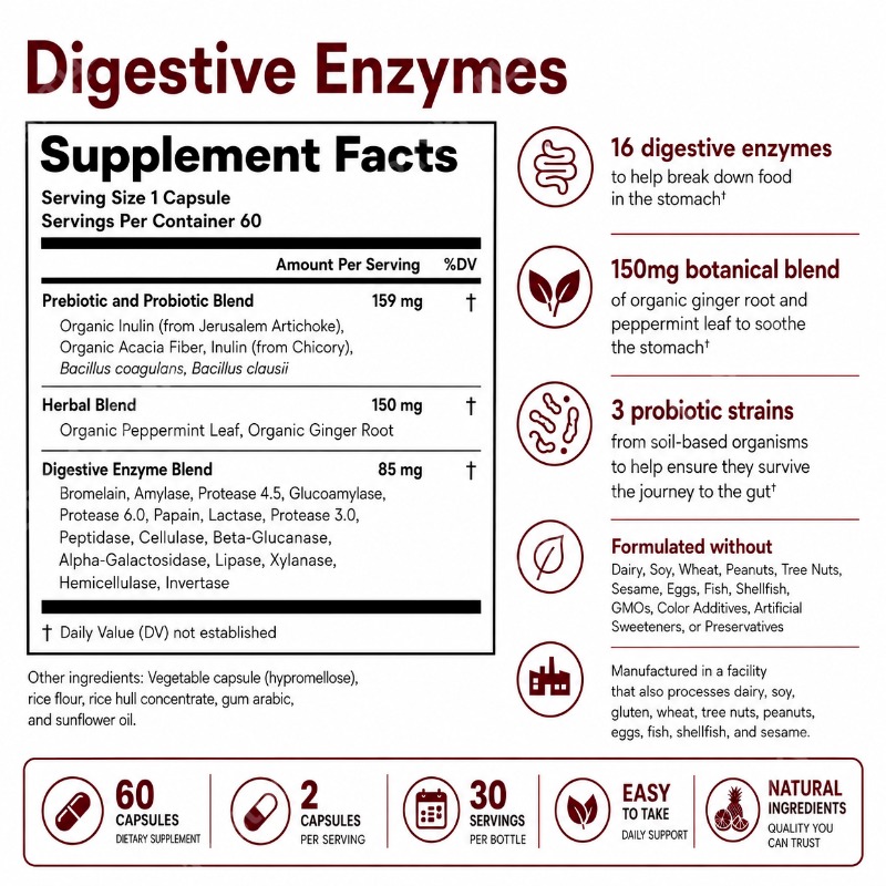 Spijsverteringsenzymen met pre - Digestive Enzyme Blend recensie en prijs