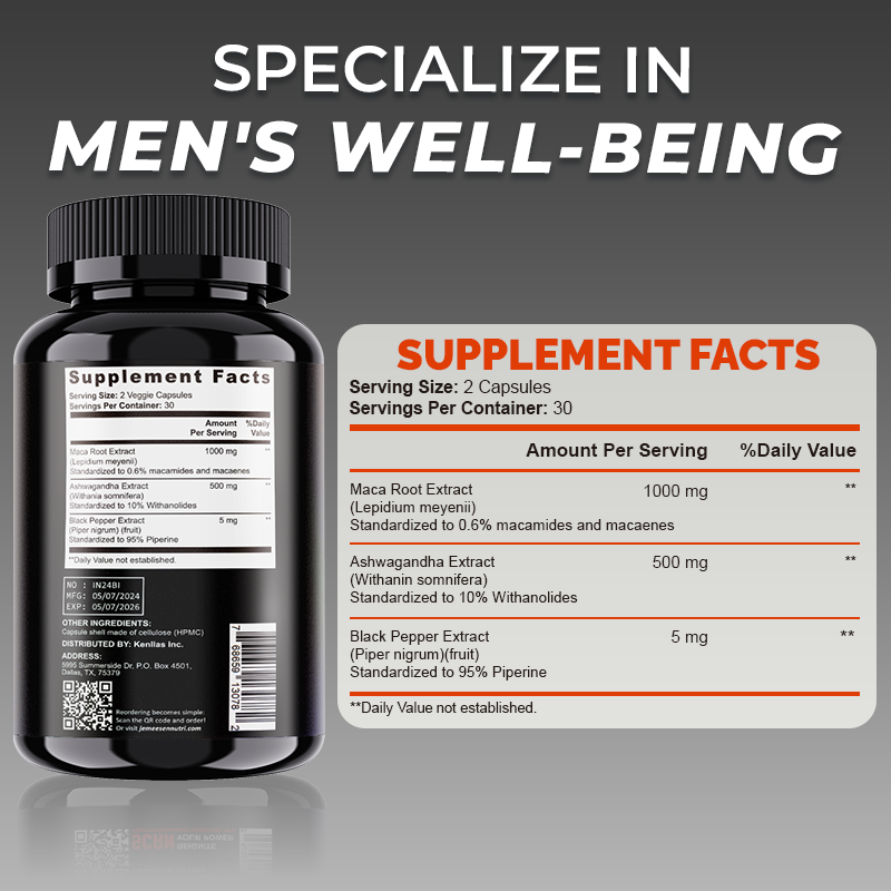 Macawortelcapsules voor mannen - Ashwagandha Extract Root recensie en prijs
