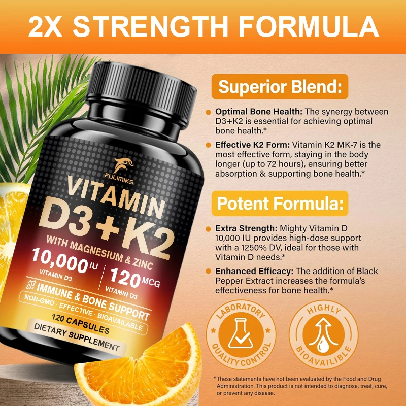 10000IE Vitamin D3 K2-suppleme - Nutrition Zinc recensie en prijs
