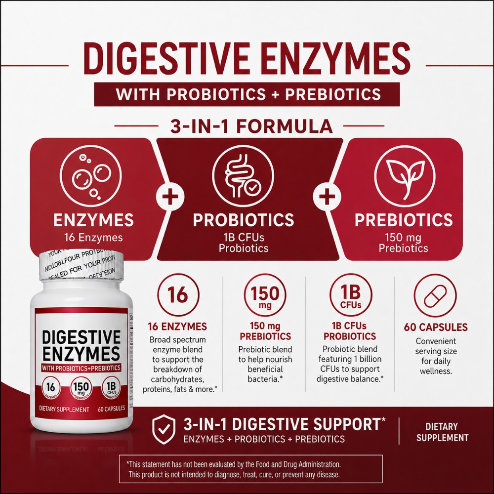 Spijsverteringsenzymen met 1 m - Digestive Enzyme Blend recensie en prijs