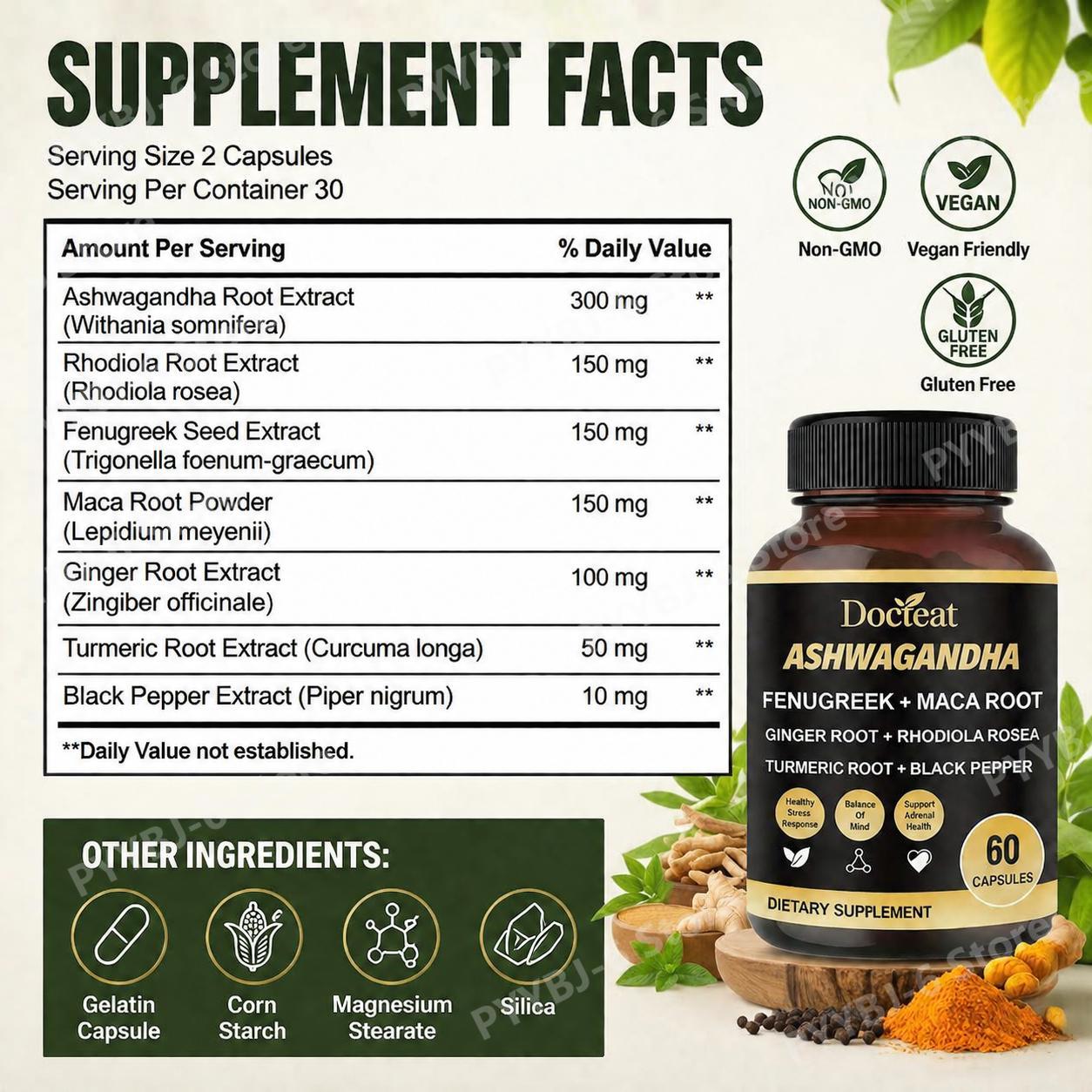 Docteat Ashwagandha Fenegriek  - Ashwagandha Extract Root recensie en prijs