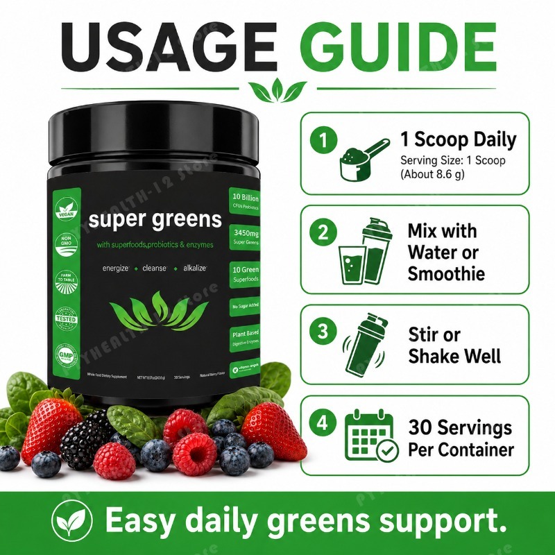 Super Greens Poeder met Fruit  - Digestive Enzyme Blend recensie en prijs